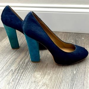 Colorblock comfy work heel